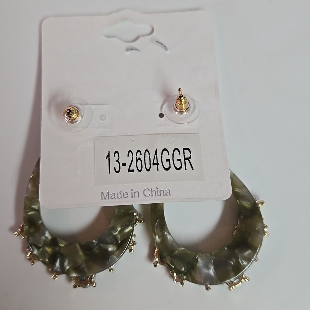Viola Gold and Green Teardrop Earrings - Picture 2 of 2